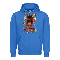 True Royal one merry nurse afro messy bun Zipper Hoodie - texasbilliewilder