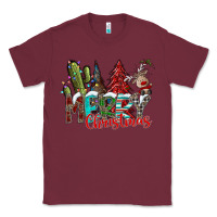 Burgundy Merry Christmas Classic Tee - CowhideDigitalArt