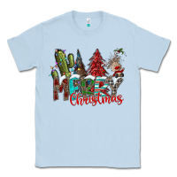 Dusty Blue Merry Christmas Classic Tee - CowhideDigitalArt