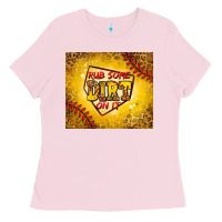 Bubblegum Pink rub some dirt on it softball Ladies Tee - Jasminsmagicworld