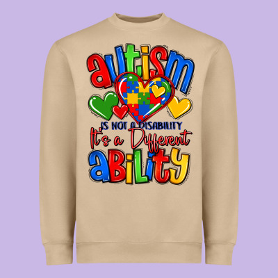 Autism Is Not A Disability It's A Different Abilit Heavyweight Sweatshirt Designed By Lillyallendesigns