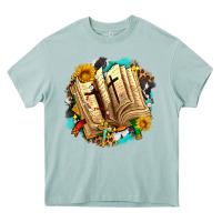 Arona cross with bible and sunflowers Heavy Core Tee - AdoDesignShop