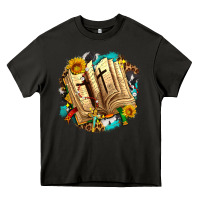 Asphalt cross with bible and sunflowers Heavy Core Tee - AdoDesignShop
