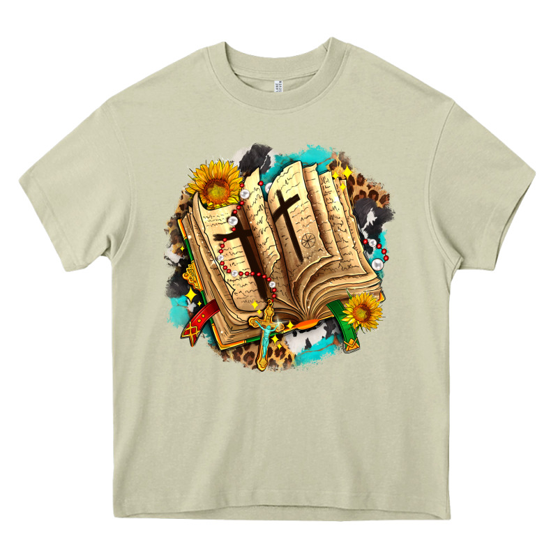 Cross With Bible And Sunflowers Heavy Core Tee by AdoDesignShop | Teevron