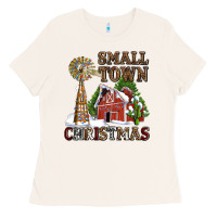 Bone small town christmas with barn and cactus Ladies Tee - AdoDesignShop