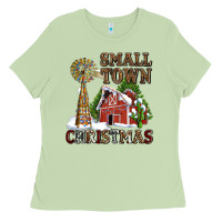 Matcha small town christmas with barn and cactus Ladies Tee - AdoDesignShop