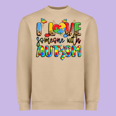 I Love Someone With Autism Heavyweight Sweatshirt Designed By Lillyallendesigns
