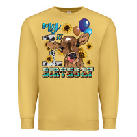 Antique Gold My first Birthday baby cow sunflower Premium Sweatshirt - HowdyJamesFarm