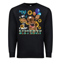 Black My first Birthday baby cow sunflower Premium Sweatshirt - HowdyJamesFarm