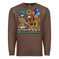 Chestnut My first Birthday baby cow sunflower Premium Sweatshirt - HowdyJamesFarm