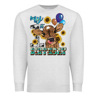Oatmeal Heather My first Birthday baby cow sunflower Premium Sweatshirt - HowdyJamesFarm