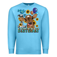 Ocean Blue My first Birthday baby cow sunflower Premium Sweatshirt - HowdyJamesFarm