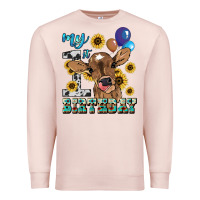 Pale Pink My first Birthday baby cow sunflower Premium Sweatshirt - HowdyJamesFarm