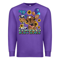 Purple My first Birthday baby cow sunflower Premium Sweatshirt - HowdyJamesFarm