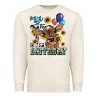 Sandshell My first Birthday baby cow sunflower Premium Sweatshirt - HowdyJamesFarm