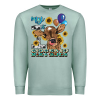 Seafoam My first Birthday baby cow sunflower Premium Sweatshirt - HowdyJamesFarm