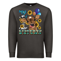 Smoke My first Birthday baby cow sunflower Premium Sweatshirt - HowdyJamesFarm