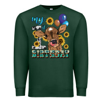 Sports Green My first Birthday baby cow sunflower Premium Sweatshirt - HowdyJamesFarm