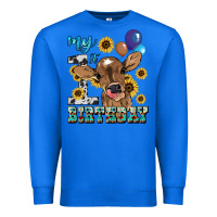 True Royal My first Birthday baby cow sunflower Premium Sweatshirt - HowdyJamesFarm