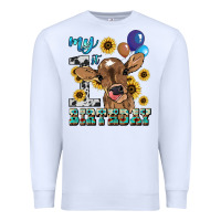White My first Birthday baby cow sunflower Premium Sweatshirt - HowdyJamesFarm