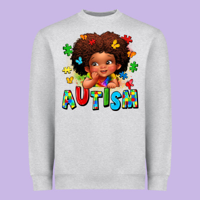 Autism Afro Girl Heavyweight Sweatshirt Designed By Lillyallendesigns