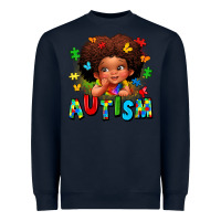 Navy autism afro girl Heavyweight Sweatshirt - LillyAllenDesigns