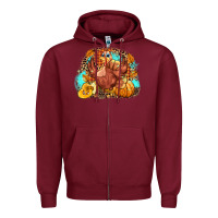 Burgundy Turkey pumpkins Zipper Hoodie - NancyCooperArtShop