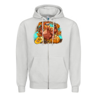 Dove Grey Turkey pumpkins Zipper Hoodie - NancyCooperArtShop