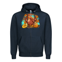 Navy Turkey pumpkins Zipper Hoodie - NancyCooperArtShop