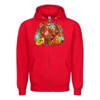 Red Turkey pumpkins Zipper Hoodie - NancyCooperArtShop