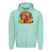 Seafoam Turkey pumpkins Zipper Hoodie - NancyCooperArtShop