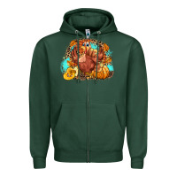 Sports Green Turkey pumpkins Zipper Hoodie - NancyCooperArtShop