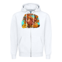 White Turkey pumpkins Zipper Hoodie - NancyCooperArtShop