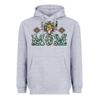 Heather Grey Mom with Cow skull Mother's Day Heavyweight Hoodie - CowGirlArtShop