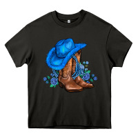 Asphalt valentines day blue boots cowgirl hat and roses Heavy Core Tee - AdoDesignShop