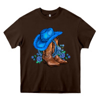 Chocolate Brown valentines day blue boots cowgirl hat and roses Heavy Core Tee - AdoDesignShop