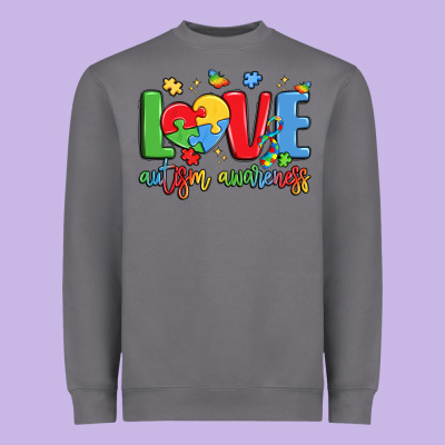 Love Autism Awareness Heavyweight Sweatshirt Designed By Lillyallendesigns