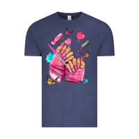 Vintage Denim pink nail art hand Vintage Tee - NancyCooperArtShop