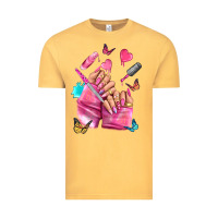 Vintage Mustard pink nail art hand Vintage Tee - NancyCooperArtShop