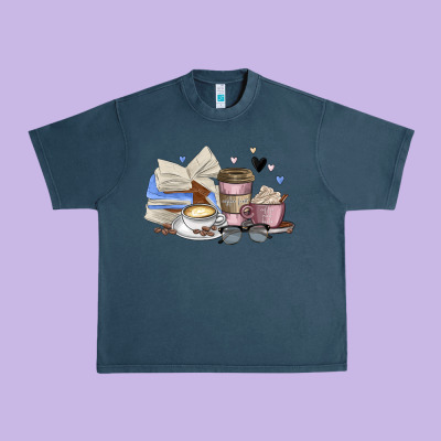 Coffee And Books Urban Heavy Tee Designed By Maliassmallbusiness
