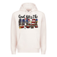 Pale Pink god bless the usa Premium Hoodie - CowGirlArtShop