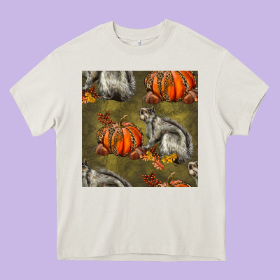 Squirrel Pumpkin Seamless Heavy Core Tee Designed By Bundleandbundleshop