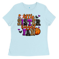 Baby Blue little sister biggest fan basketball Ladies Tee - Jasminsmagicworld