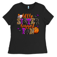 Black little sister biggest fan basketball Ladies Tee - Jasminsmagicworld