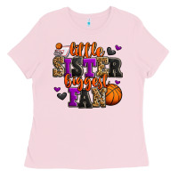 Bubblegum Pink little sister biggest fan basketball Ladies Tee - Jasminsmagicworld