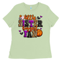 Little Sister Biggest Fan Basketball Ladies Tee | Teevron