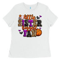 White little sister biggest fan basketball Ladies Tee - Jasminsmagicworld