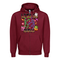 Burgundy Let's go ghouls Zipper Hoodie - NancyCooperArtShop