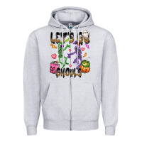 Heather Grey Let's go ghouls Zipper Hoodie - NancyCooperArtShop