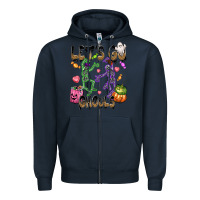 Navy Let's go ghouls Zipper Hoodie - NancyCooperArtShop